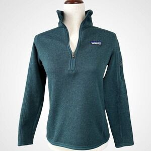 Patagonia Womens Better Sweater Fleece 1/4 Zip Pullover Size XS Dark Green